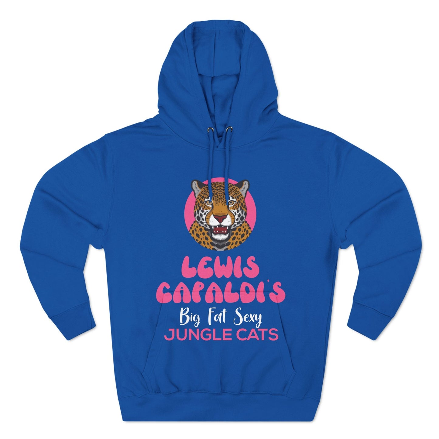 Lewis Capaldi Three-Panel Fleece Hoodie - Big Fat Sexy Jungle Cats - Royal Blue / S - Hoodie