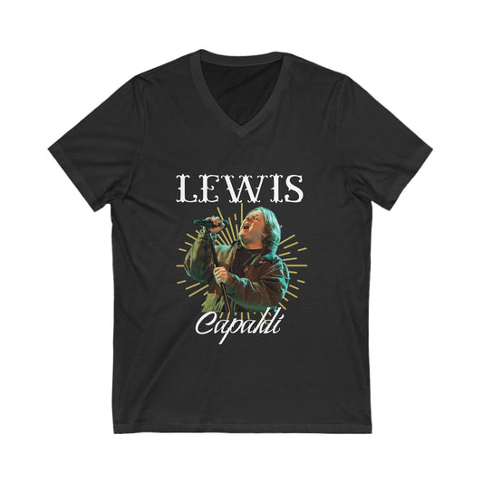 Lewis Capaldi Unisex Jersey Short Sleeve V-Neck Tee - Graphic