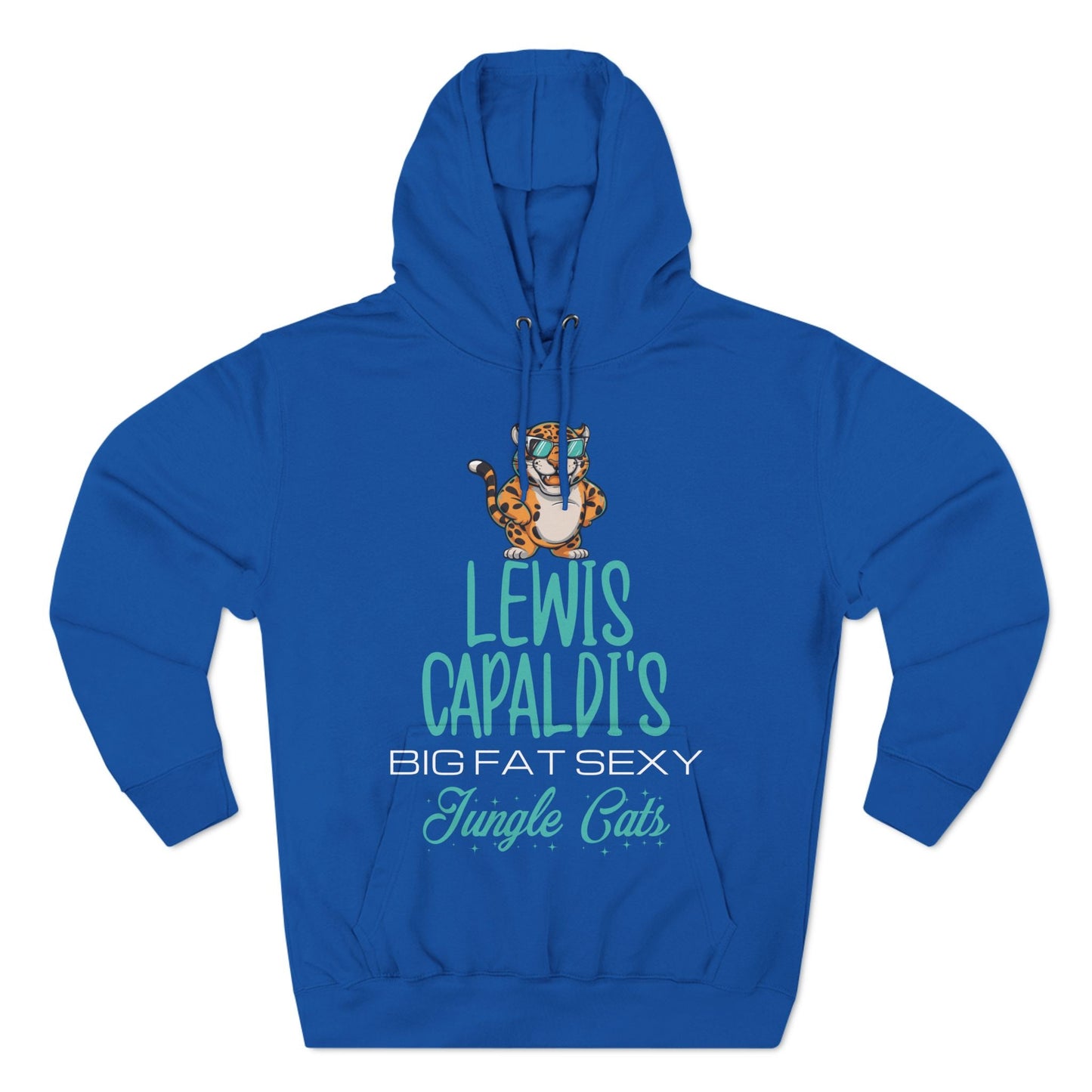 Lewis Capaldi Three-Panel Fleece Hoodie - Big Fat Sexy Jungle Cats - Royal Blue / S - Hoodie