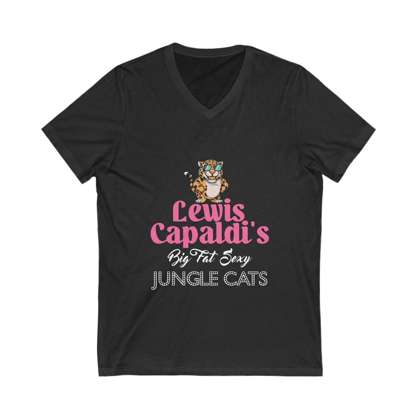 Lewis Capaldi Unisex Jersey Short Sleeve V-Neck - Big Fat Sexy Jungle Cats - S / Dark Grey Heather - V-neck