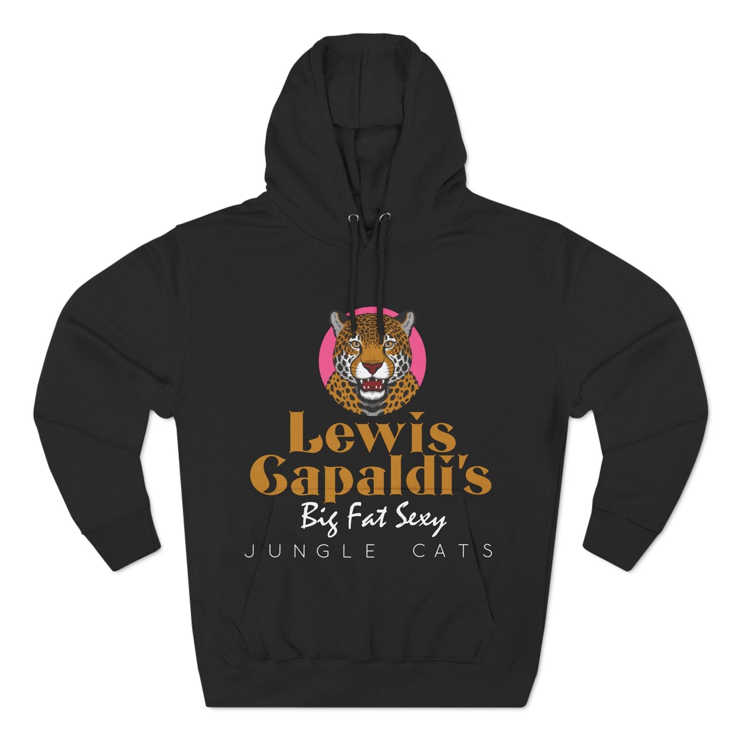 Lewis Capaldi Three-Panel Fleece Hoodie - Big Fat Sexy Jungle Cats - Black / S - Hoodie