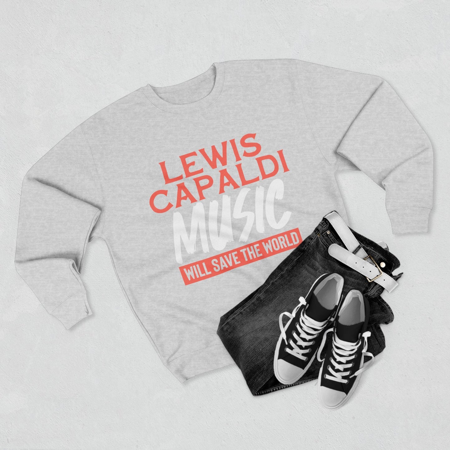 Lewis Capaldi Unisex Crewneck Sweatshirt - Lewis Capaldi music will save the world