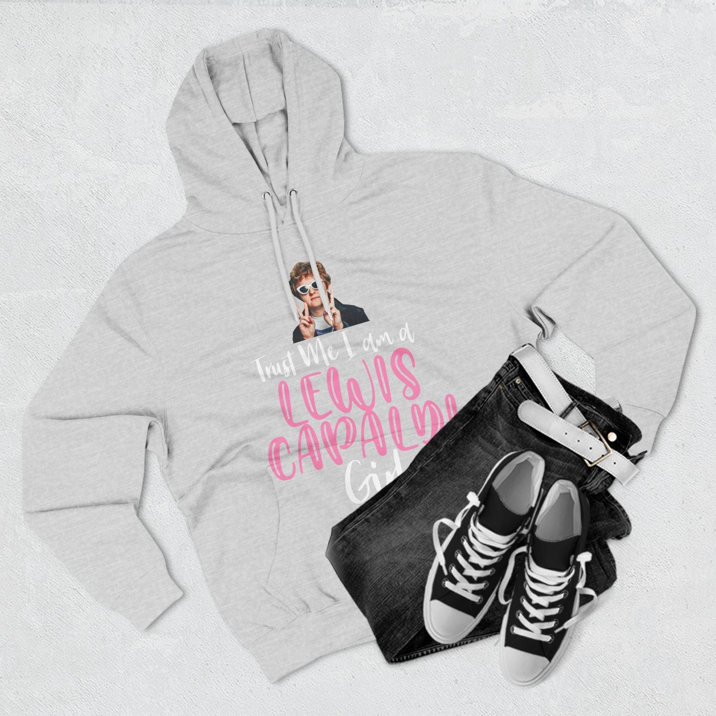 Lewis Capaldi Three-Panel Fleece Hoodie - Trust me I am a Lewis Capaldi girl