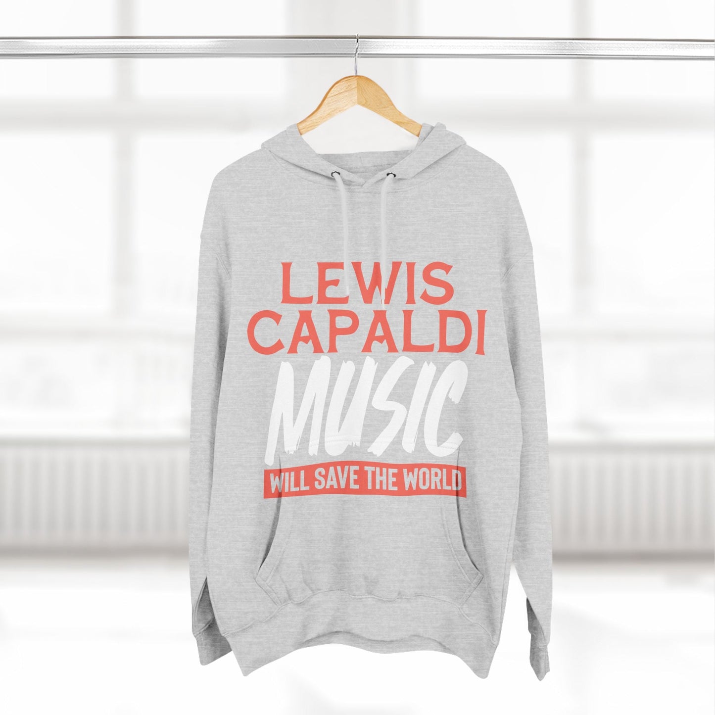 Lewis Capaldi Three-Panel Fleece Hoodie - Lewis Capaldi music will save the world