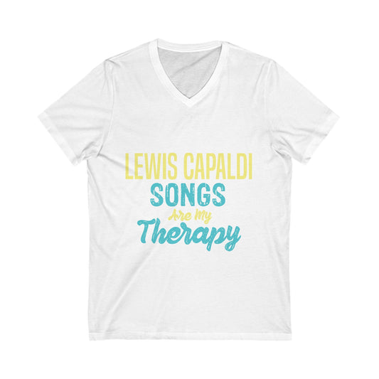 Lewis Capaldi Unisex Jersey Short Sleeve V-Neck Tee - Lewis Capaldi songs are my therapy