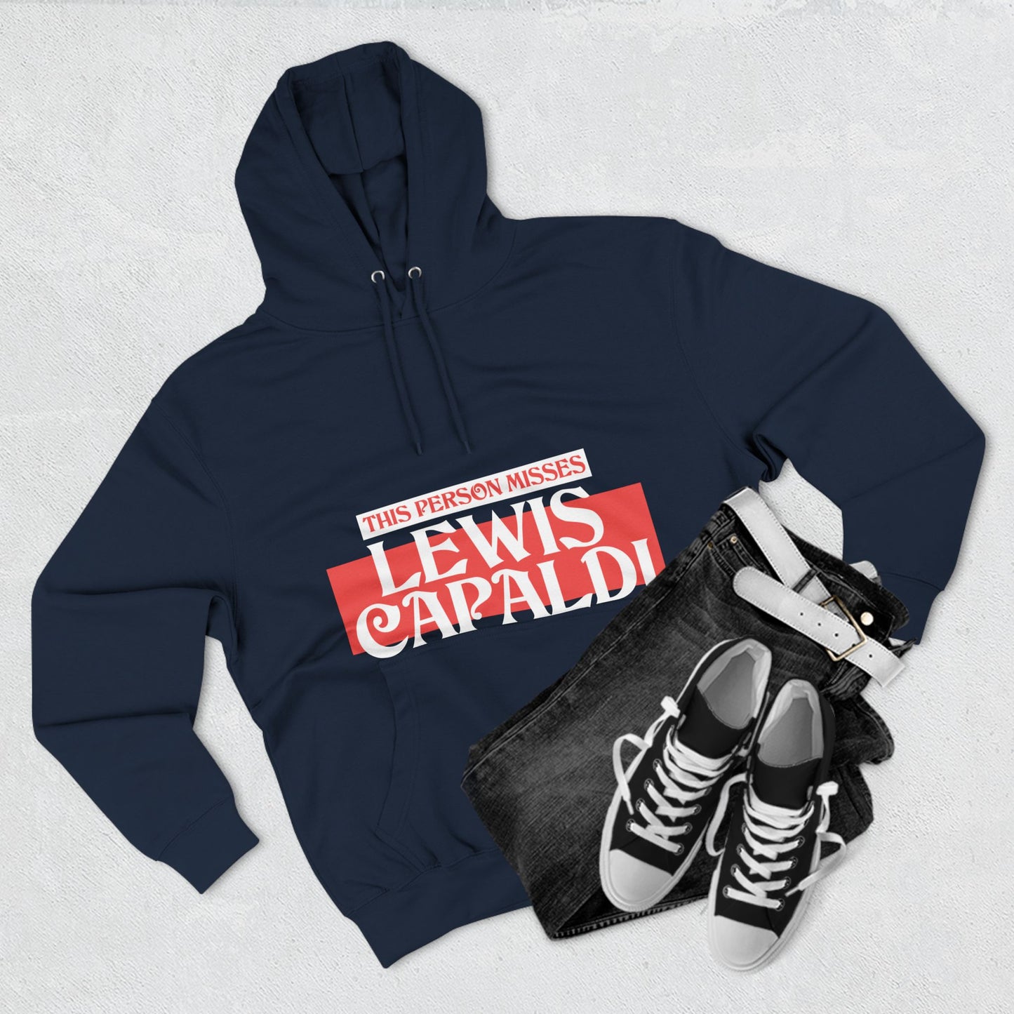 Lewis Capaldi Three-Panel Fleece Hoodie - This Person Misses Lewis Capaldi