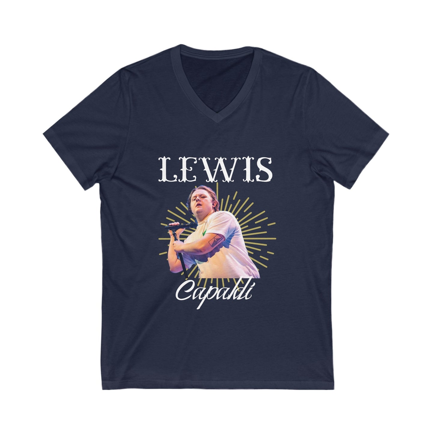 Lewis Capaldi Unisex Jersey Short Sleeve V-Neck Tee - Graphic