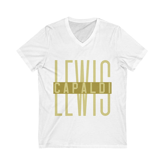 Lewis Capaldi Unisex Jersey Short Sleeve V-Neck Tee - Writing