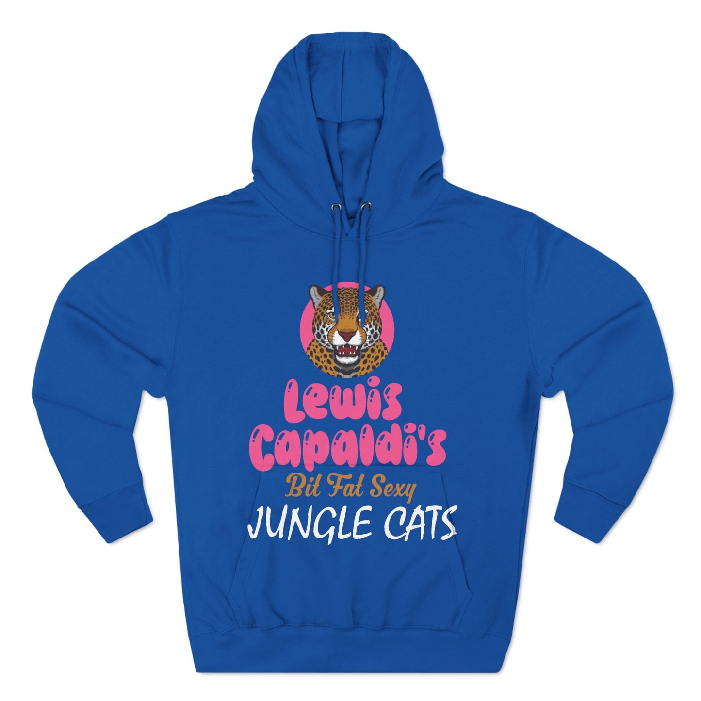 Lewis Capaldi Three-Panel Fleece Hoodie - Big Fat Sexy Jungle Cats - Royal Blue / S - Hoodie