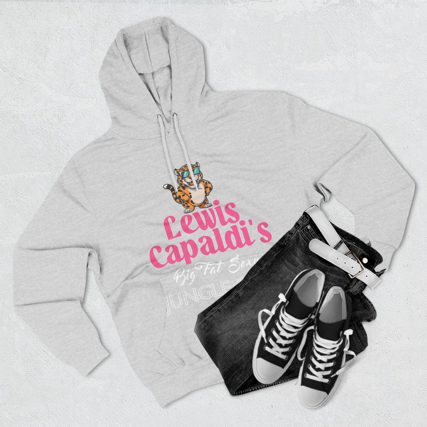 Lewis Capaldi Three-Panel Fleece Hoodie - Big Fat Sexy Jungle Cats - Hoodie