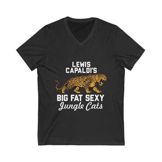 Lewis Capaldi Unisex Jersey Short Sleeve V-Neck Tee - Big Fat Sexy jungle cats