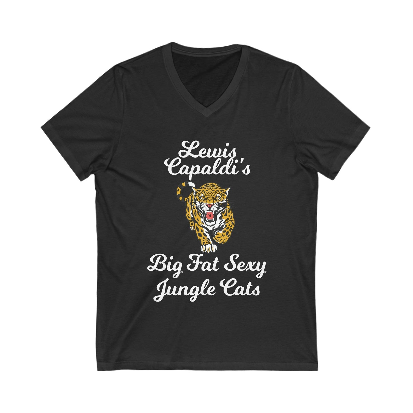 Lewis Capaldi Unisex Jersey Short Sleeve V-Neck Tee - Big Fat Sexy jungle cats