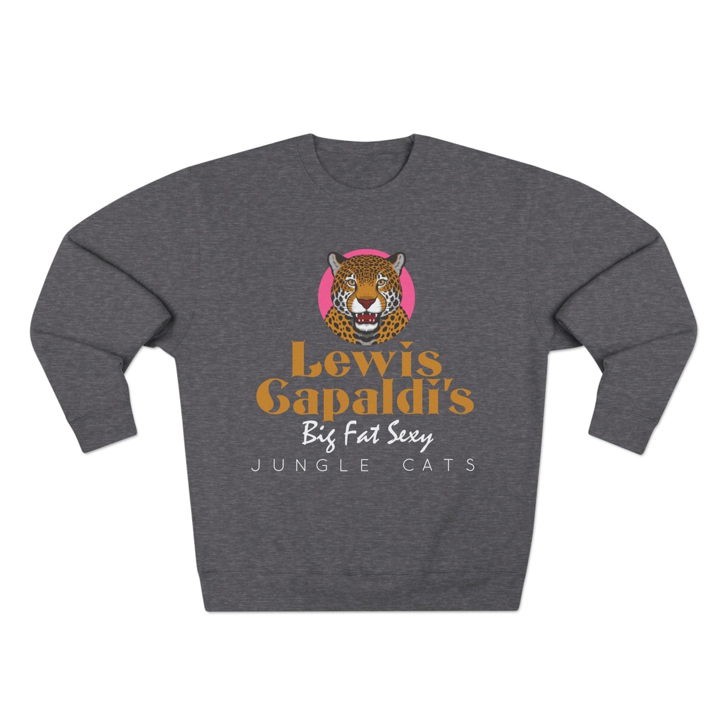 Lewis Capaldi Unisex Crewneck Sweatshirt - Big Fat Sexy Jungle Cats - Charcoal Heather / S - Sweatshirt