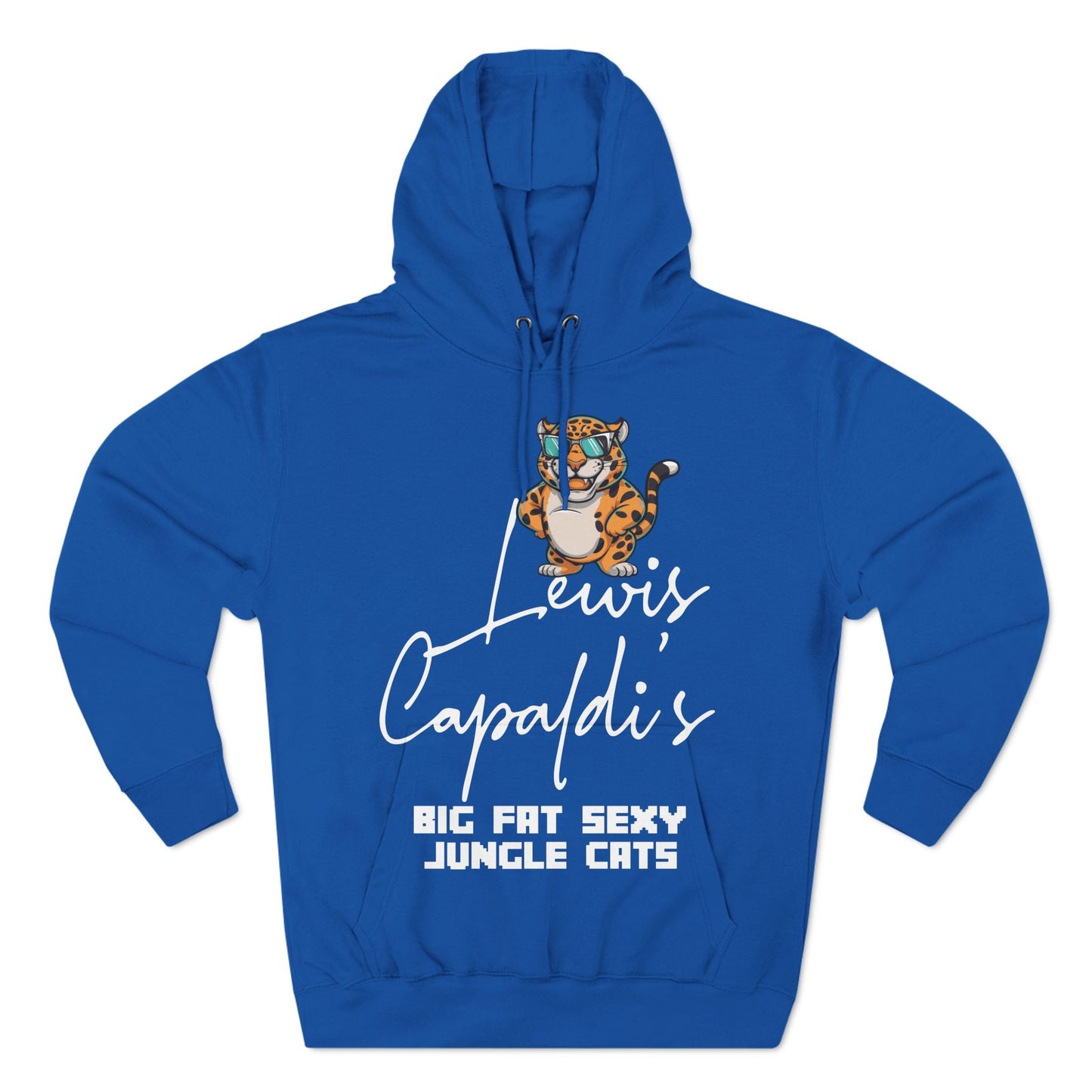 Lewis Capaldi Three-Panel Fleece Hoodie - Big Fat Sexy Jungle Cats - Royal Blue / S - Hoodie