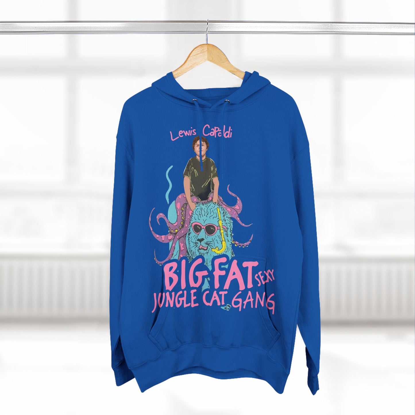 Lewis Capaldi Three-Panel Fleece Hoodie - Big Fat Sexy jungle cats