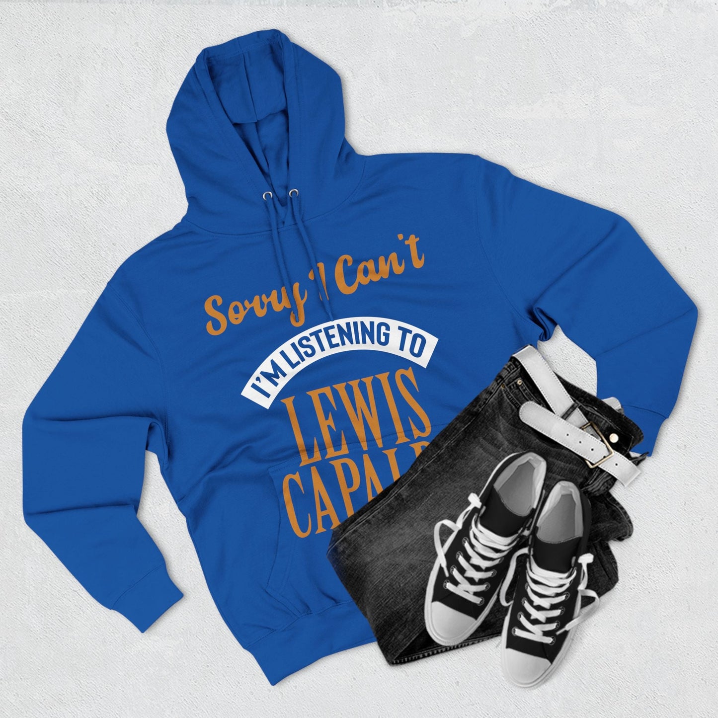 Lewis Capaldi Three-Panel Fleece Hoodie - Sorry I can't I'm listening to Lewis Capaldi