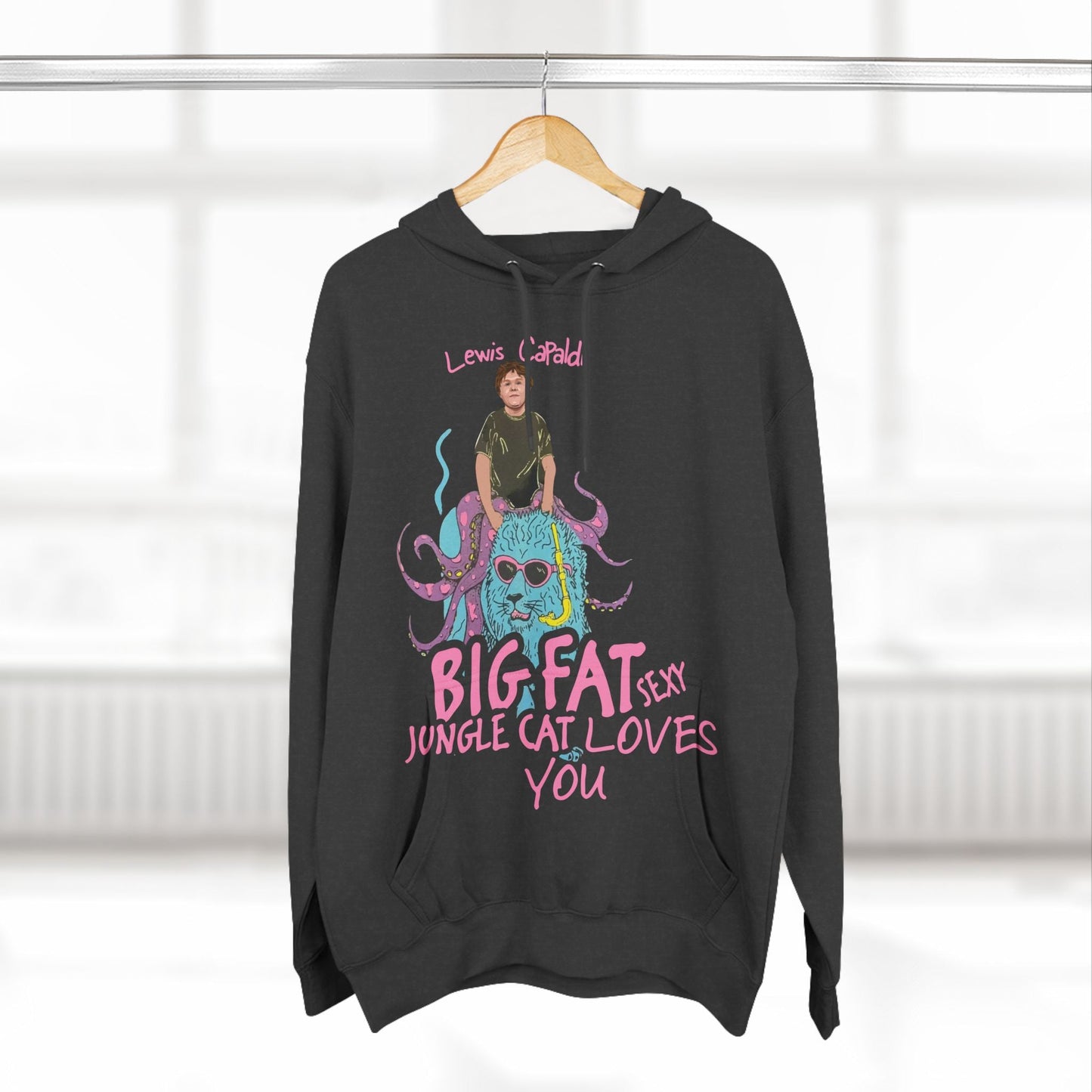 Lewis Capaldi Three-Panel Fleece Hoodie - Big Fat Sexy jungle cats