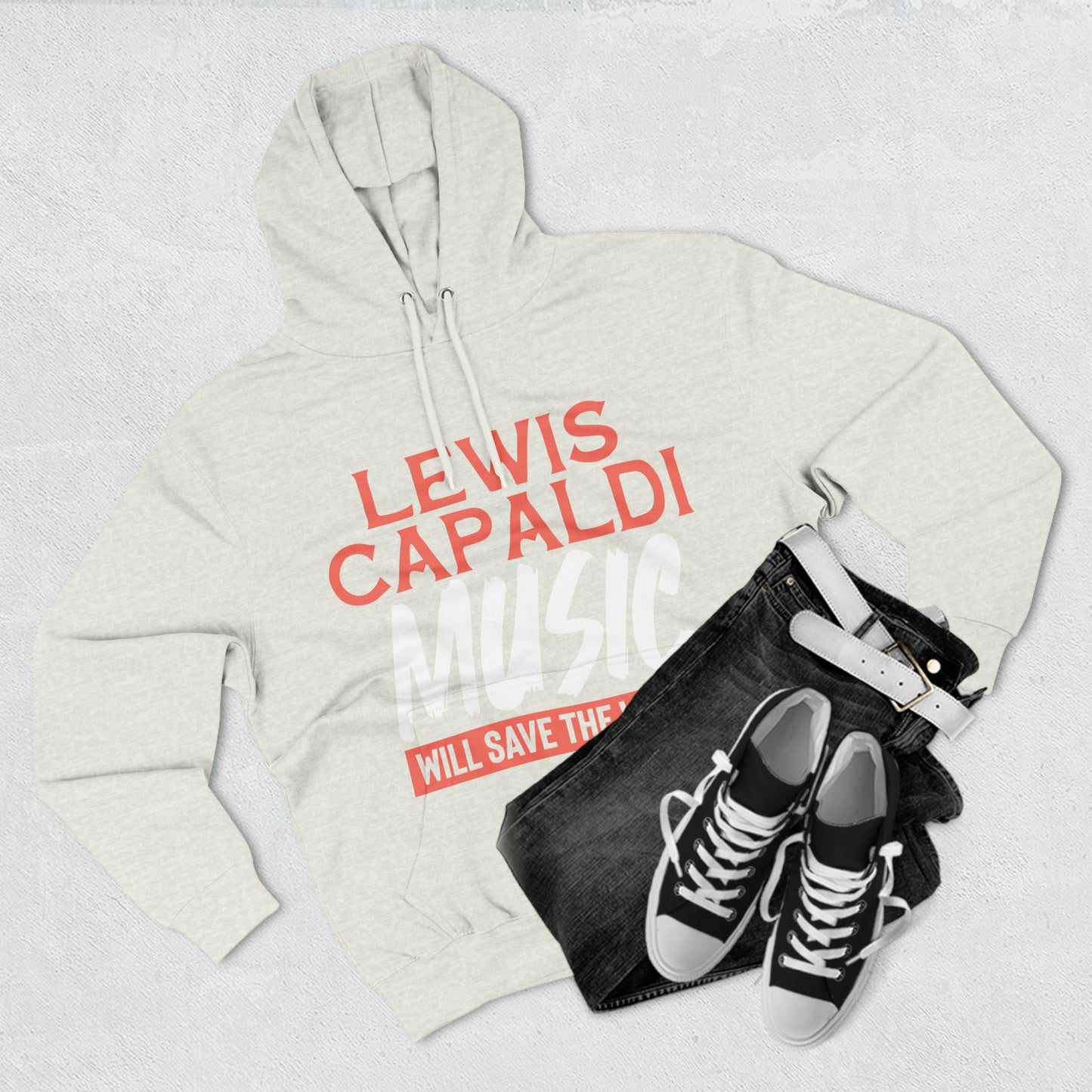 Lewis Capaldi Three-Panel Fleece Hoodie - Lewis Capaldi music will save the world