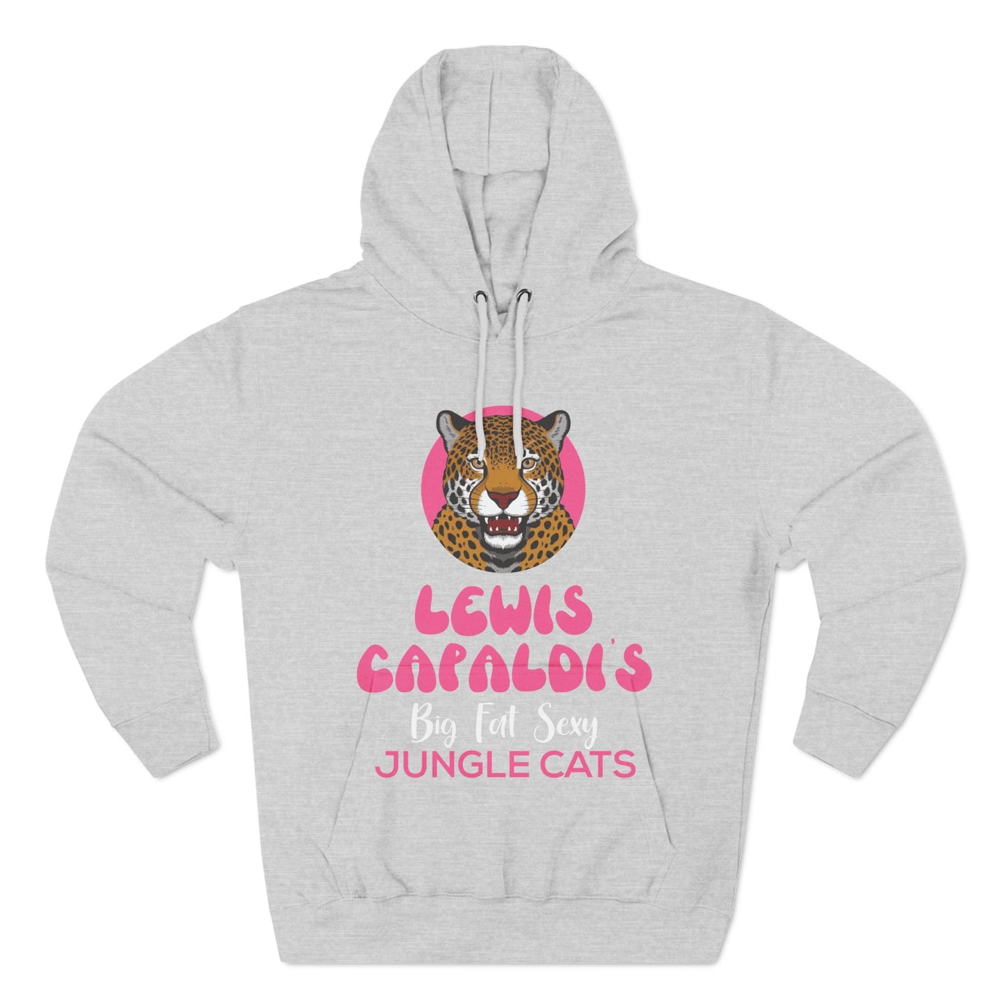 Lewis Capaldi Three-Panel Fleece Hoodie - Big Fat Sexy Jungle Cats - Heather Grey / S - Hoodie