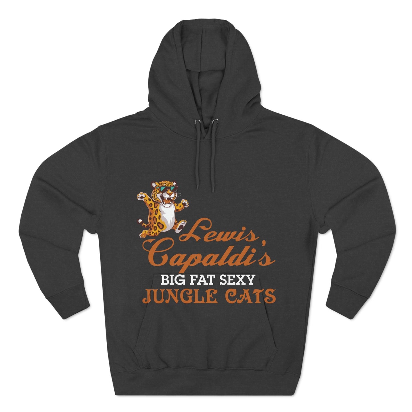 Lewis Capaldi Three-Panel Fleece Hoodie - Big Fat Sexy Jungle Cats - Charcoal Heather / S - Hoodie