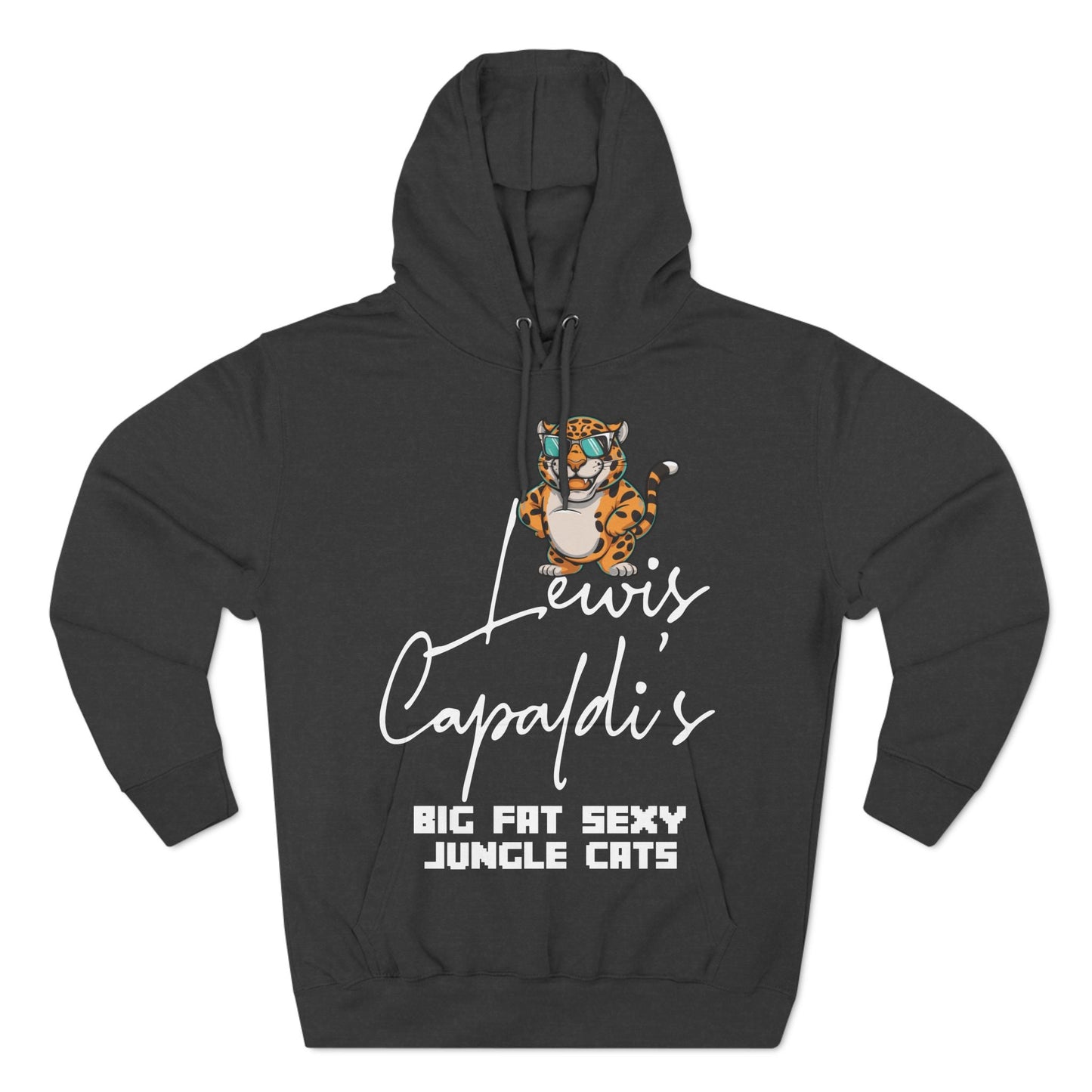 Lewis Capaldi Three-Panel Fleece Hoodie - Big Fat Sexy Jungle Cats - Charcoal Heather / S - Hoodie