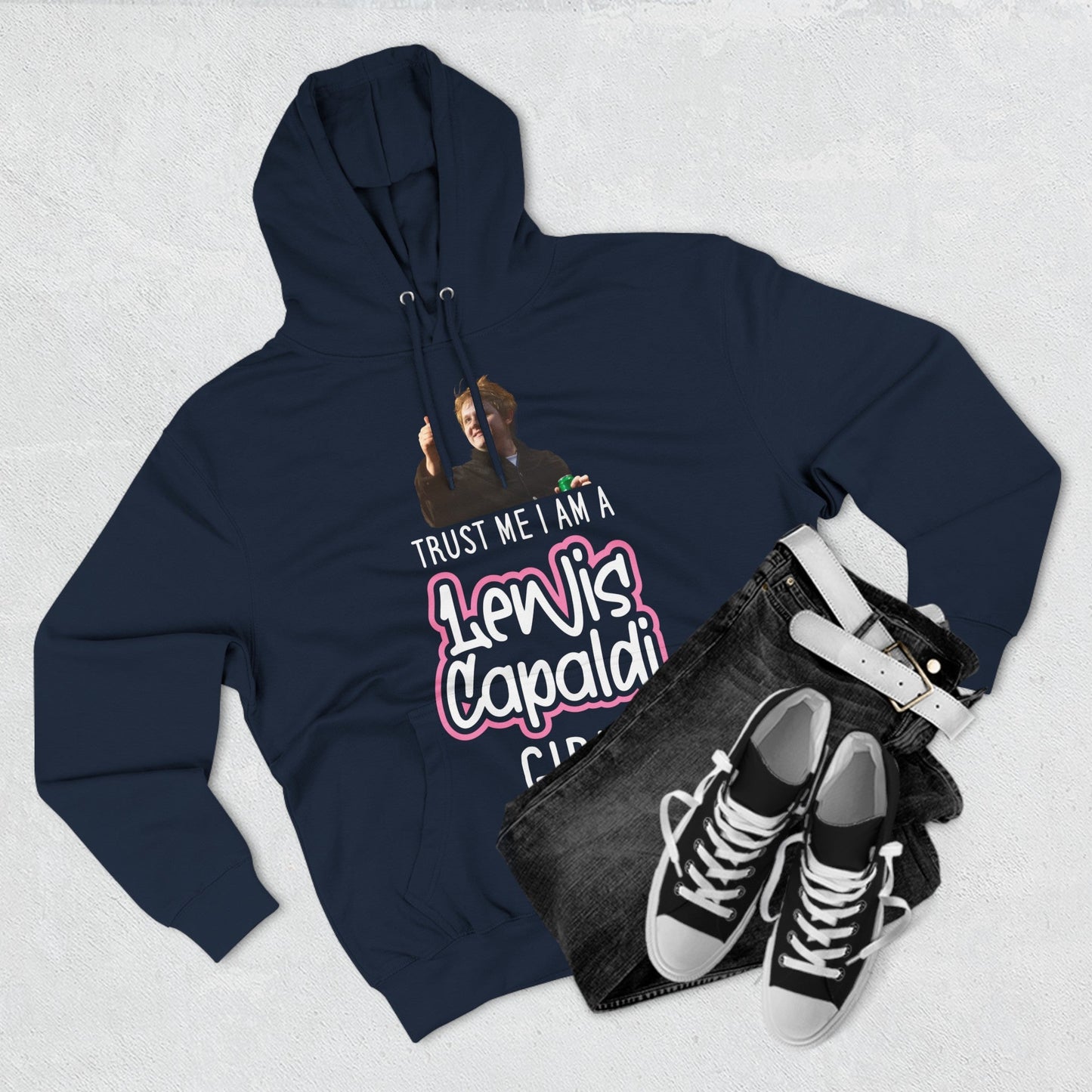 Lewis Capaldi Three-Panel Fleece Hoodie - Trust me I am a Lewis Capaldi girl