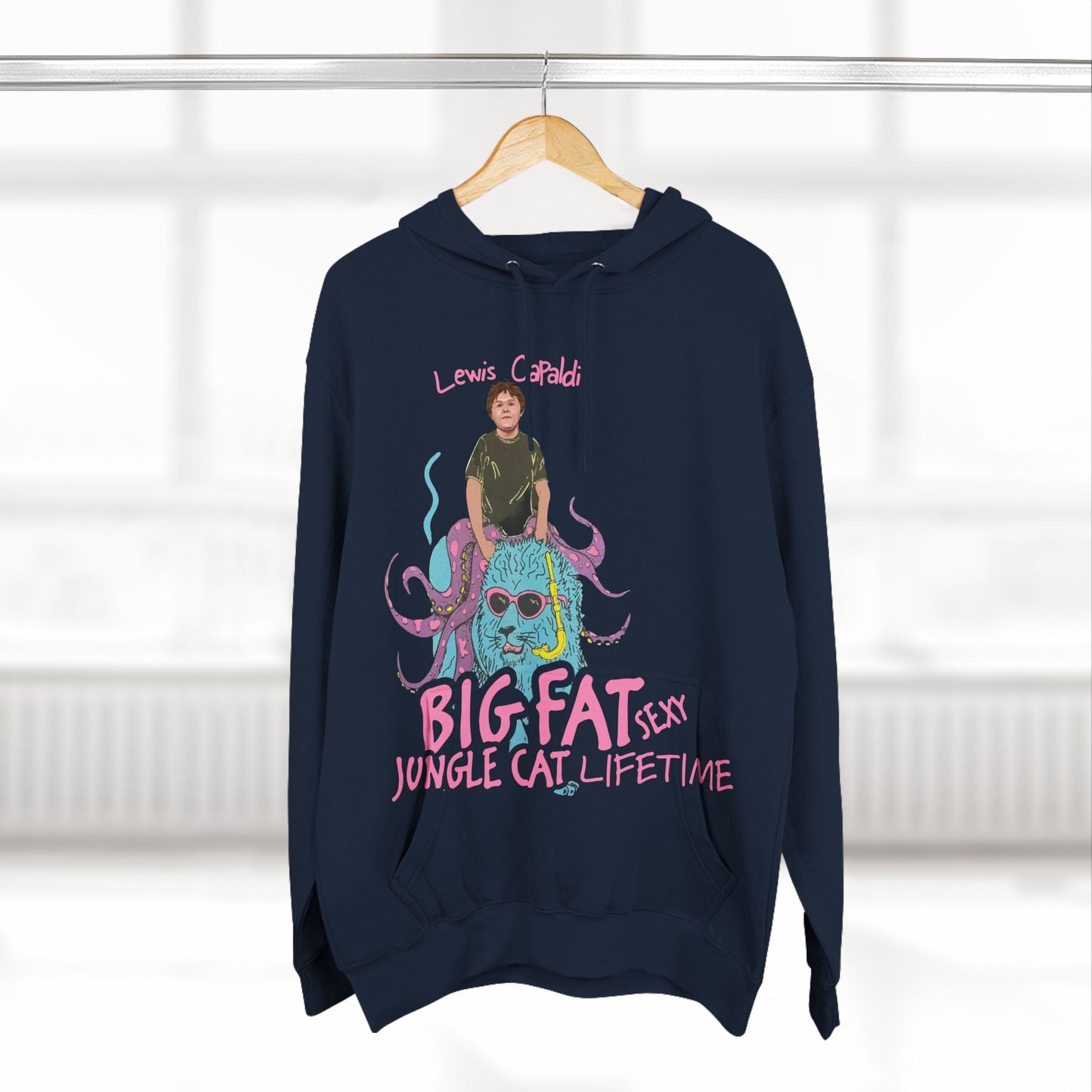 Lewis Capaldi Three-Panel Fleece Hoodie - Big Fat Sexy jungle cats