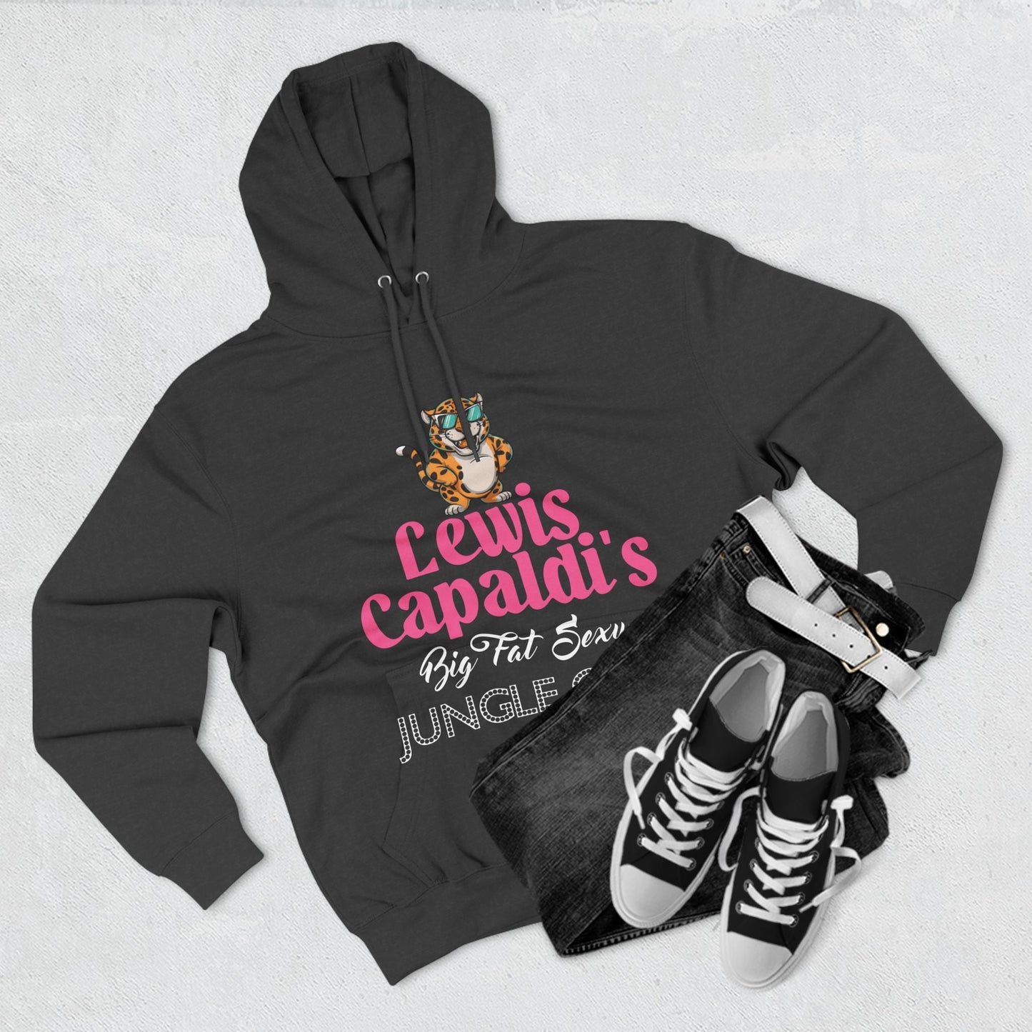 Lewis Capaldi Three-Panel Fleece Hoodie - Big Fat Sexy Jungle Cats - Hoodie