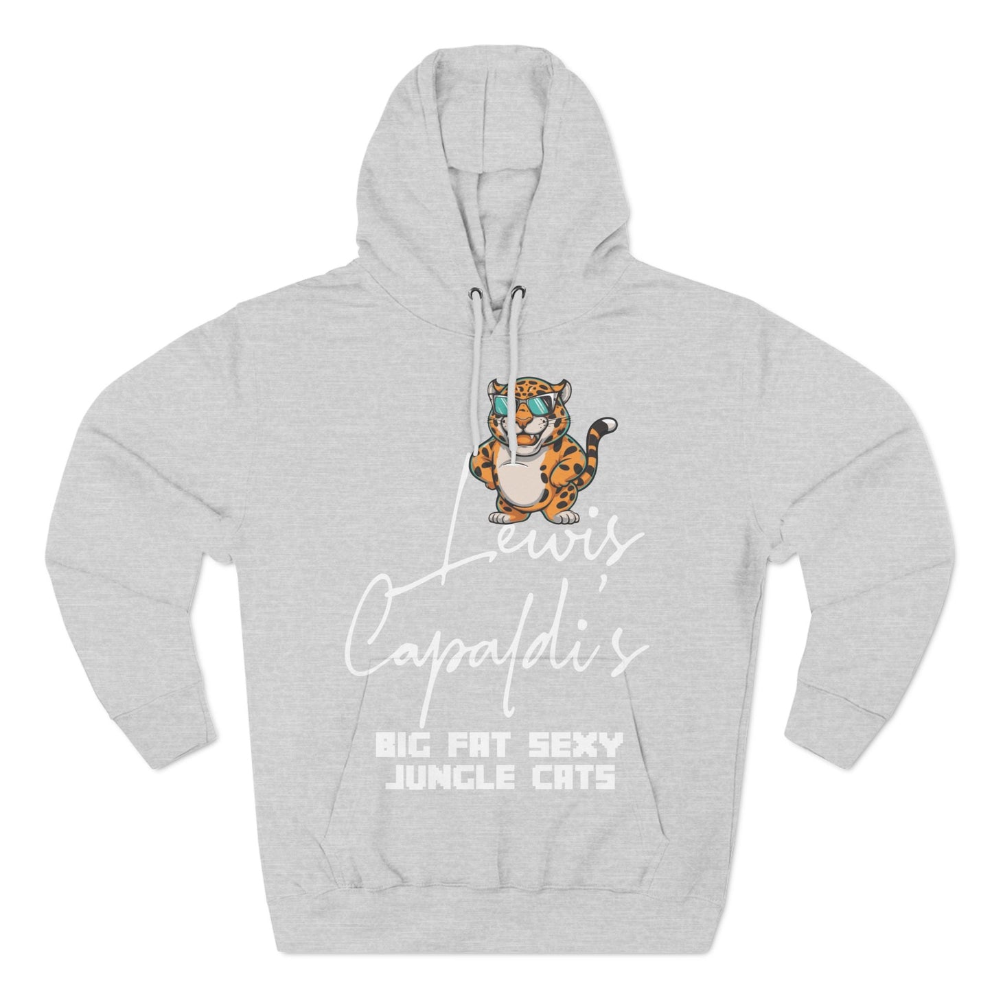 Lewis Capaldi Three-Panel Fleece Hoodie - Big Fat Sexy Jungle Cats - Heather Grey / S - Hoodie