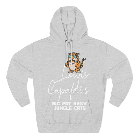 Lewis Capaldi Three-Panel Fleece Hoodie - Big Fat Sexy Jungle Cats - Heather Grey / S - Hoodie