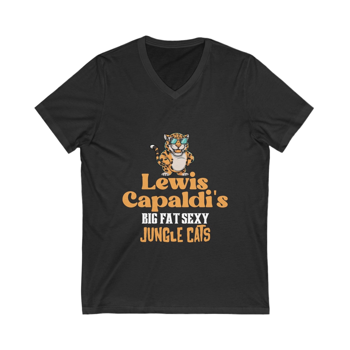 Lewis Capaldi Unisex Jersey Short Sleeve V-Neck - Big Fat Sexy Jungle Cats - S / Dark Grey Heather - V-neck