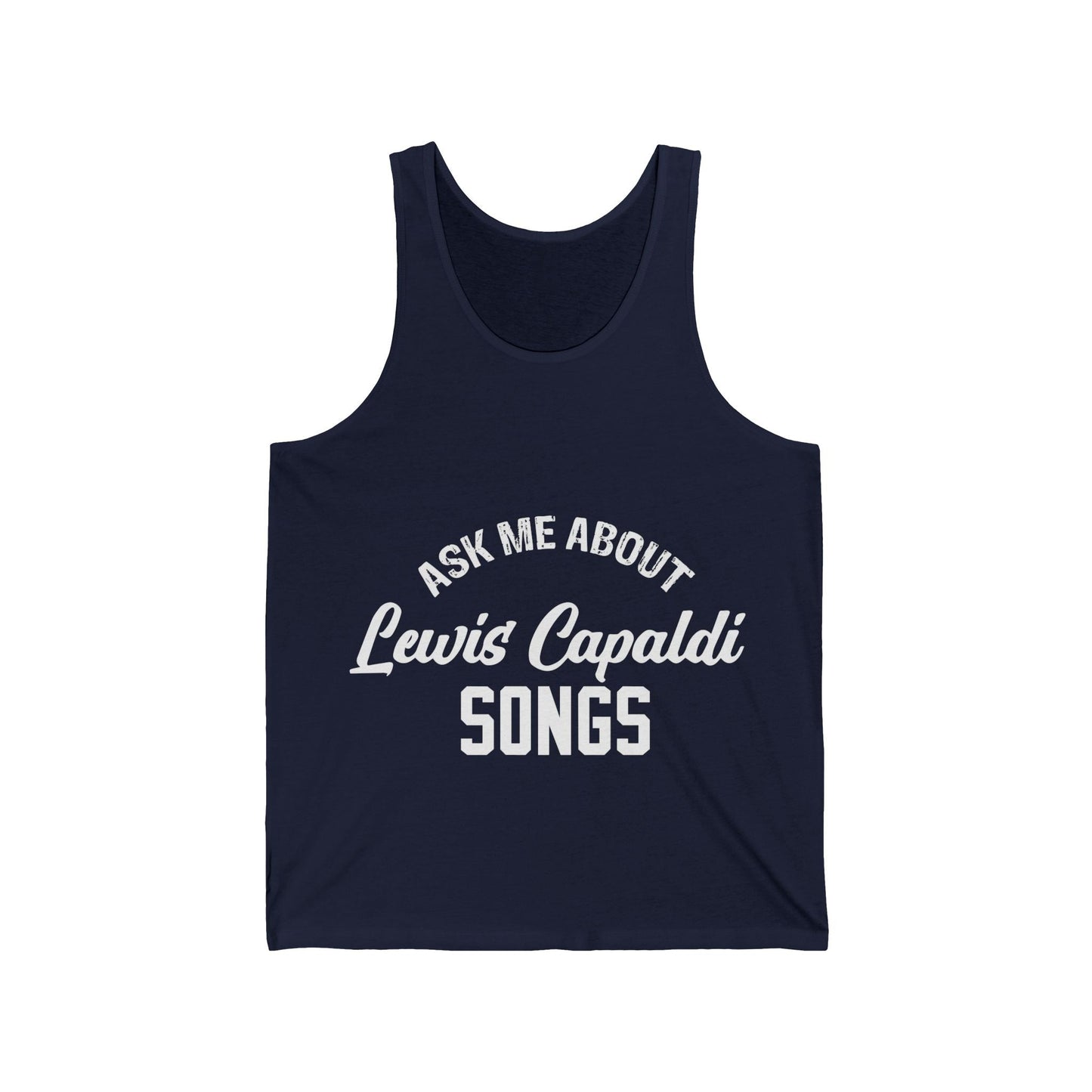 Lewis Capaldi Unisex Jersey Tank Top - Ask me about Lewis Capaldi Songs