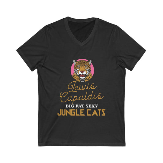 Lewis Capaldi Unisex Jersey Short Sleeve V-Neck - Big Fat Sexy Jungle Cats - S / Dark Grey Heather - V-neck