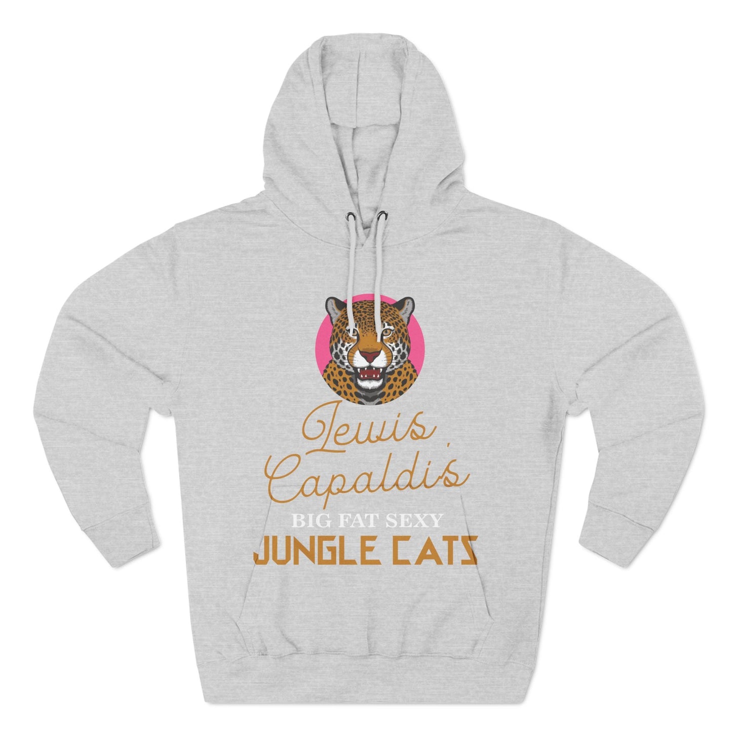 Lewis Capaldi Three-Panel Fleece Hoodie - Big Fat Sexy Jungle Cats - Heather Grey / S - Hoodie