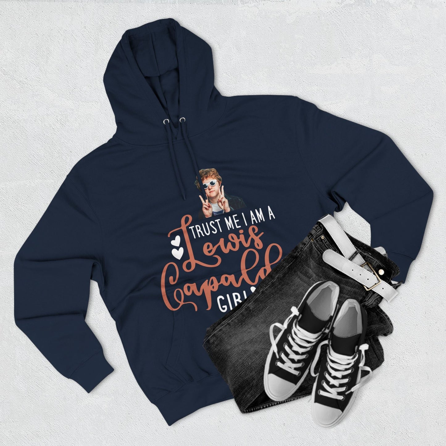 Lewis Capaldi Three-Panel Fleece Hoodie - Trust me I am a Lewis Capaldi girl