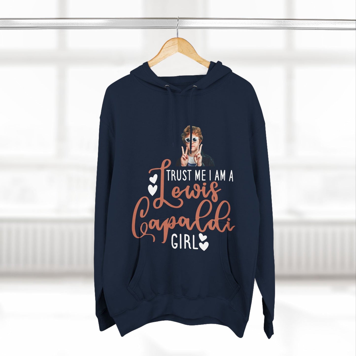 Lewis Capaldi Three-Panel Fleece Hoodie - Trust me I am a Lewis Capaldi girl