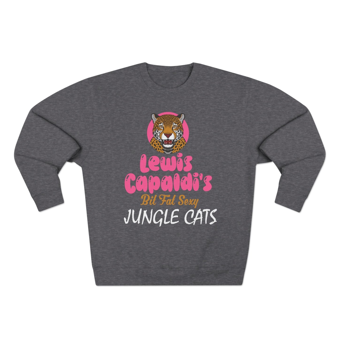 Lewis Capaldi Unisex Crewneck Sweatshirt - Big Fat Sexy Jungle Cats - Charcoal Heather / S - Sweatshirt