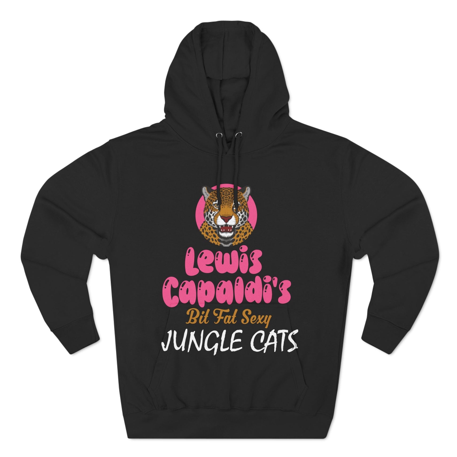 Lewis Capaldi Three-Panel Fleece Hoodie - Big Fat Sexy Jungle Cats - Black / S - Hoodie