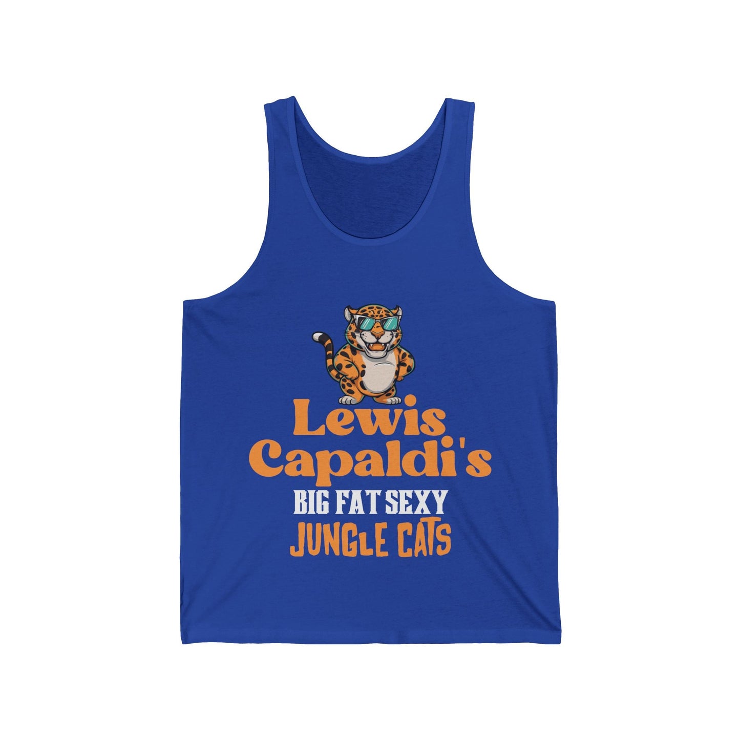 Lewis Capaldi Unisex Jersey Tank Top - Big Fat Sexy Jungle Cats - S / True Royal - Tank Top