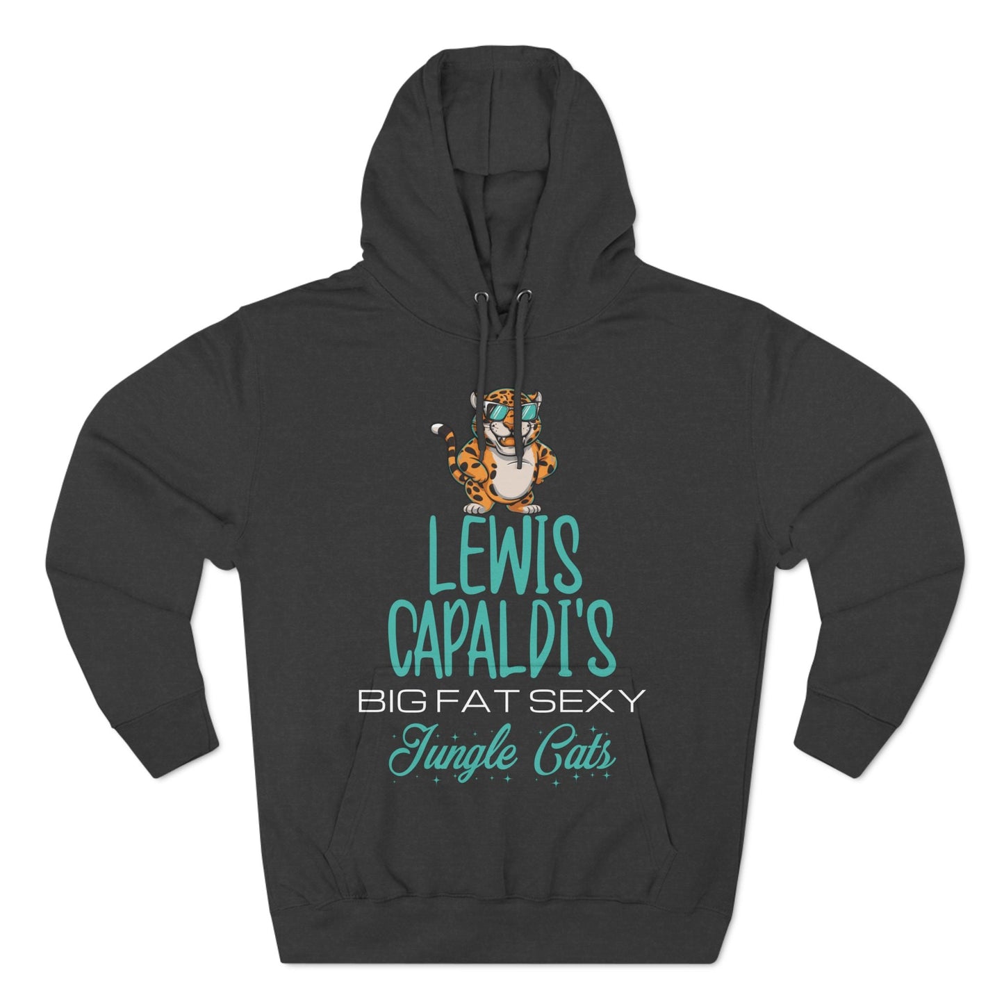 Lewis Capaldi Three-Panel Fleece Hoodie - Big Fat Sexy Jungle Cats - Charcoal Heather / S - Hoodie