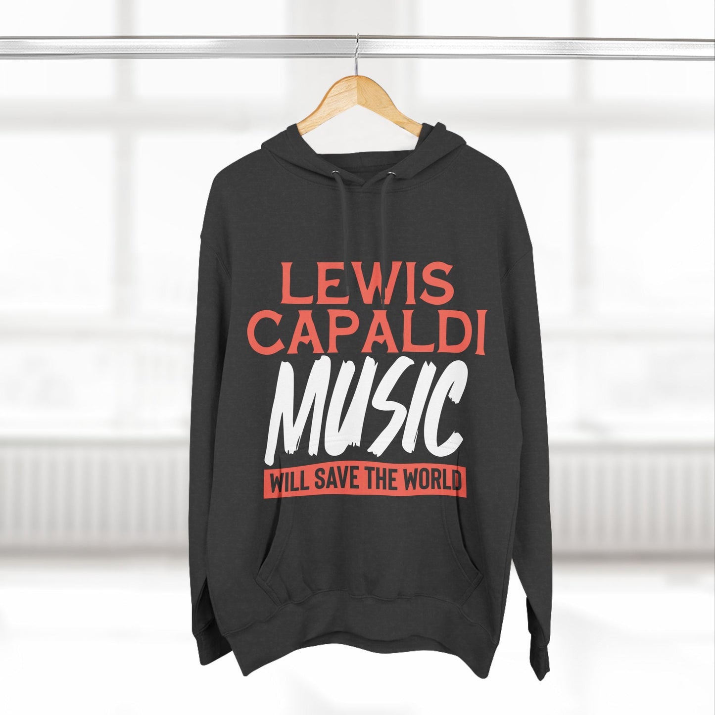 Lewis Capaldi Three-Panel Fleece Hoodie - Lewis Capaldi music will save the world