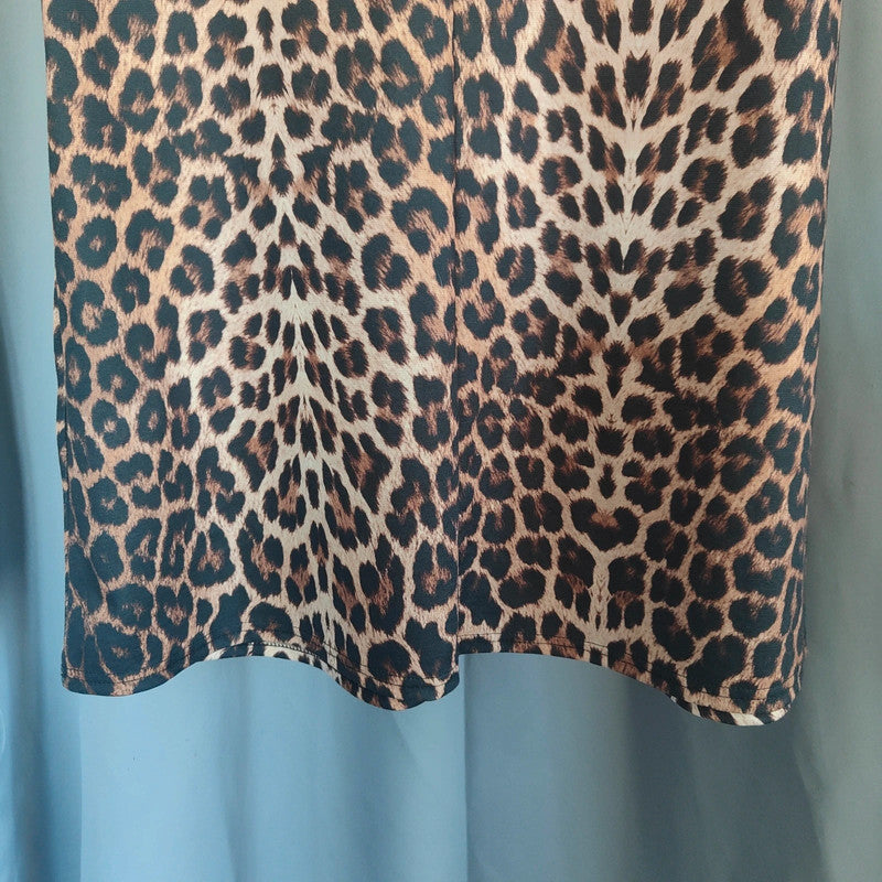 Peacocks Size 12 Leopard Print T Shirt Dress Brown Animal Pattern