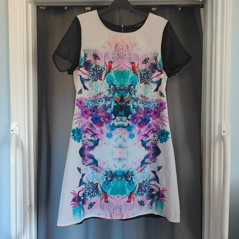 Miss Selfridge Size 16 Tropical Bird Floral Print Dress