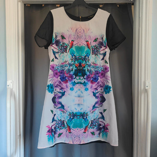 Miss Selfridge Size 16 Tropical Bird Floral Print Dress