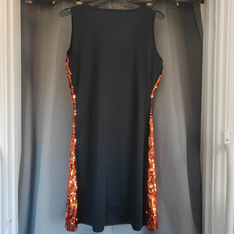 Halloween Orange Sequin Pumpkin Dress Fancy Dress Costume Size M/L