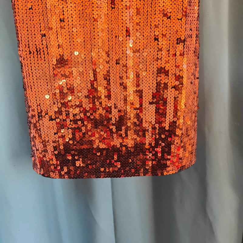 Halloween Orange Sequin Pumpkin Dress Fancy Dress Costume Size M/L
