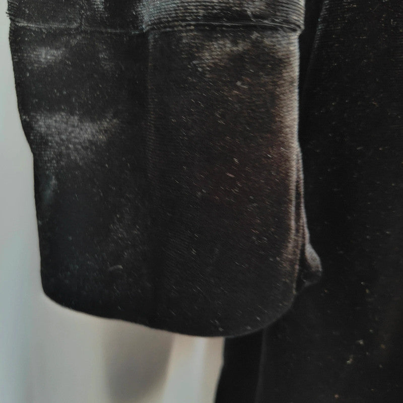 H&m Divided Black Velvet Ruched Mini Shirt Dress Size L Long Sleeve