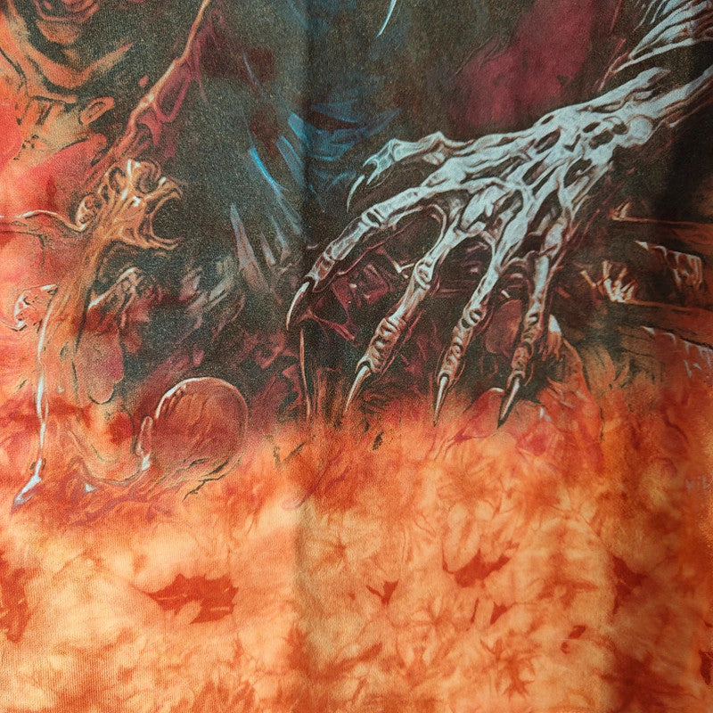 Wild Orange Tie Dye Grim Reaper Graphic T-Shirt XL Oversized Goth Tee