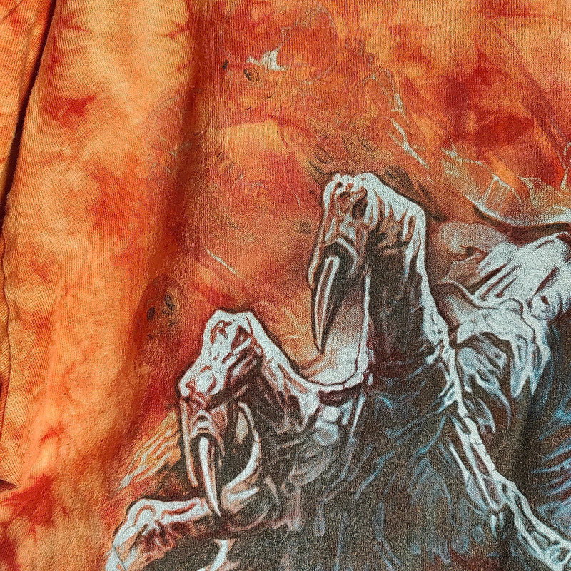 Wild Orange Tie Dye Grim Reaper Graphic T-Shirt XL Oversized Goth Tee