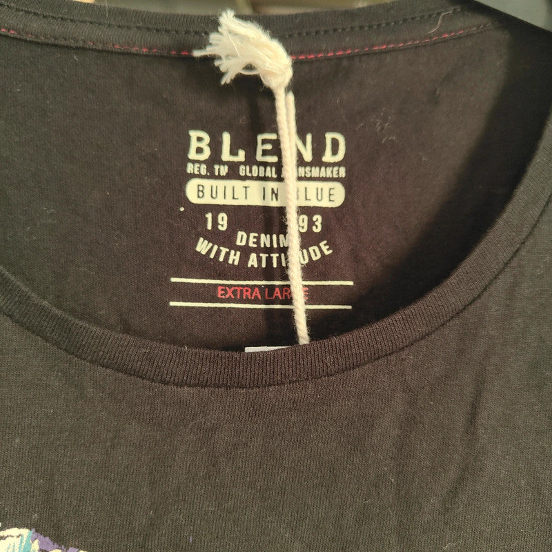 Blend Black Punk Rock Graphic T Shirt Extra Large Xl Skull Mohawk Goth Tee